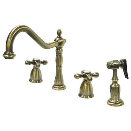 Widespread Kitchen Faucet, Antique Brass